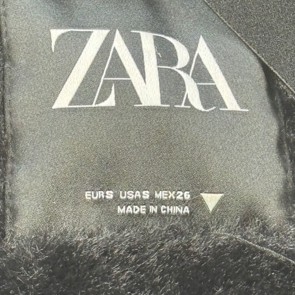 Zara Winter Parka Coat Fur Lined Hooded Jacket Black Warm Womens S - Picture 8 of 11